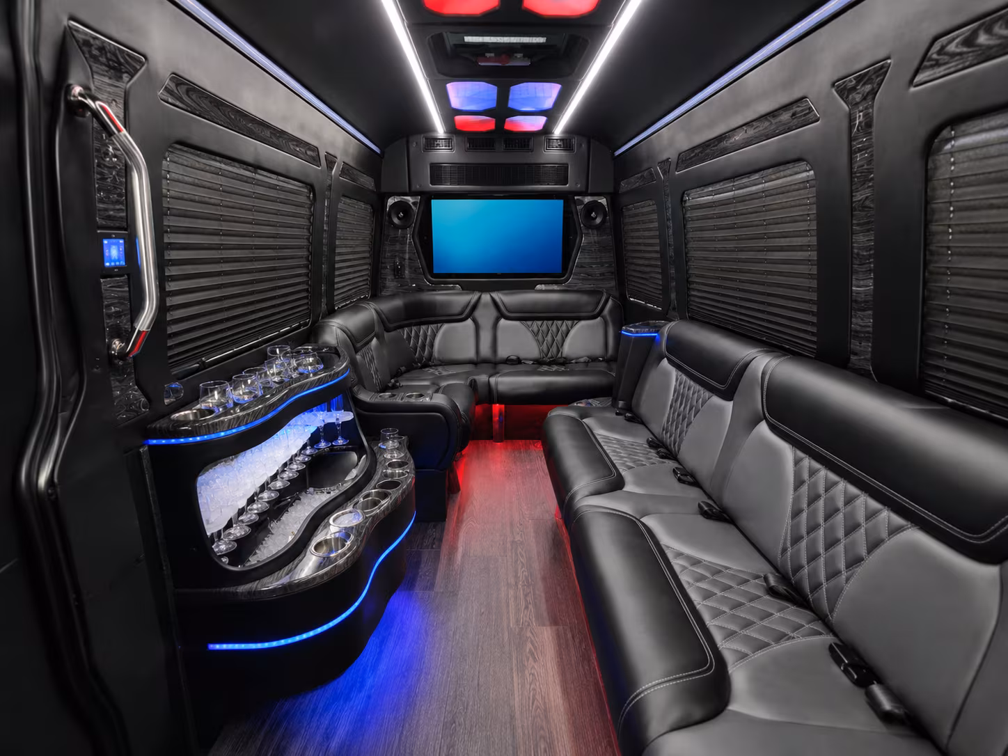 fontana 50 passenger party bus inside